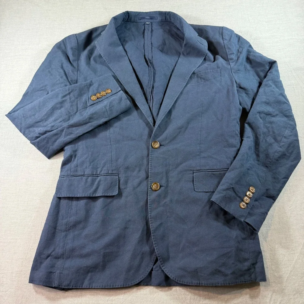 J.Crew Ludlow Linen Blazer Mens 36R Navy Blue Excellent Baird McNutt Irish Linen